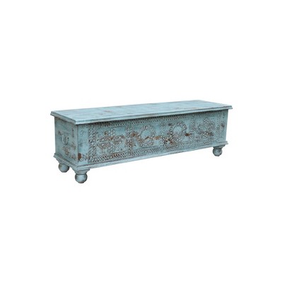 Taran Designs,Eve Carved Solid Wood Storage Ottoman