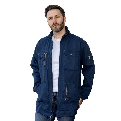 GIOBERTI Men's 100% Cotton Casual Outerwear Twill Multi Pocket Cargo Shirt Jacket, Navy, L — фото 4