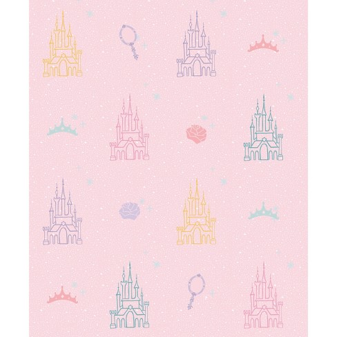 Disney Princess Castle Peel And Stick Wallpaper Pink - Roommates : Target