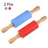 Unique Bargains Silicone Smooth Non-Stick Wooden Handle Kitchen Rolling Pin 2 Pcs - 3 of 4