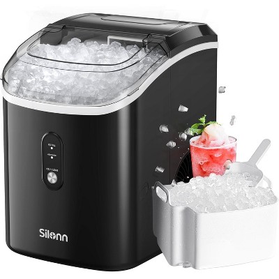 Nugget Ice Maker Countertop, Silonn Chewable Pellet Ice Machine with Self-Cleaning Function, 33lbs/24H Portable Ice Makers for Home Kitchen Office