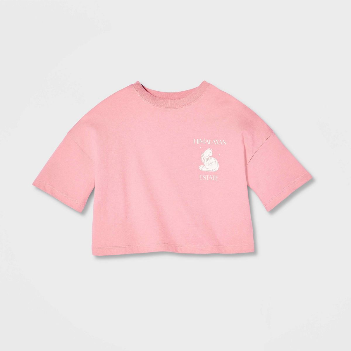 Girls' Short Sleeve Boxy 'Cat' Graphic T-Shirt - Cat & Jack™ Blush Pink - thumbnail 2