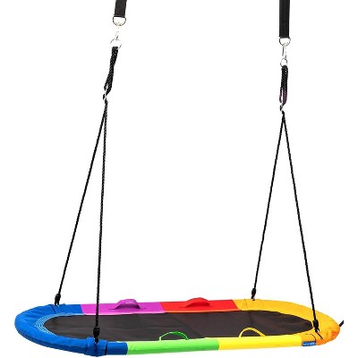 Rainbow 67" Oval Outdoor Swing with Handles and Pillow