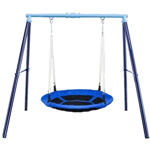 Etokfoks 2 Piece Heavy Duty Saucer Swing Set 45 Inch Round Swing with Adjustable Metal Frame Supports Up to 500 lbs for Kids Age 3 to 12 - 1 of 4
