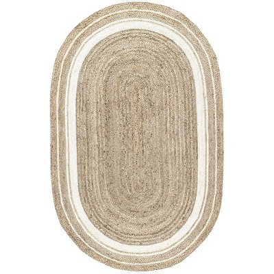 Coastal Cottage Off-White Braided Jute 6' x 9' Oval Rug