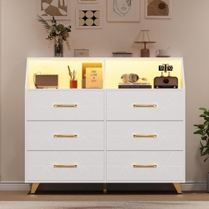 Jojoka 6-Drawer Wooden Bedroom Dresser with Built-In Charging Station and RGB LED Lights - 1 of 4