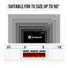 AOXUN 80" Modern Electric Fireplace TV Stand for TVs Up to 90 inch, with Electronic Flame and LED Lights, TV Console Cabinet, White - 2 of 4