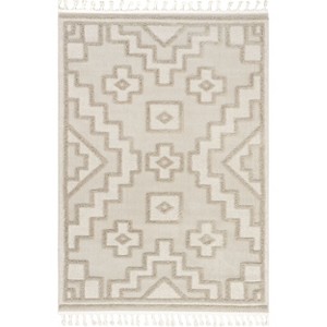 Nuloom Roslin Moroccan High-Low Tasseled Indoor Area Rug, 4' x 6', Beige - 1 of 4