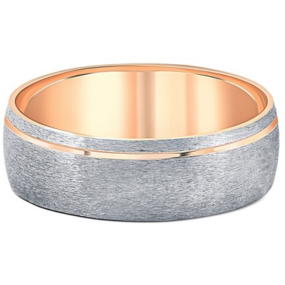 Pompeii3 14k Rose & Black Gold 7MM Flat Comfort Fit Mens Brushed Wedding Band
