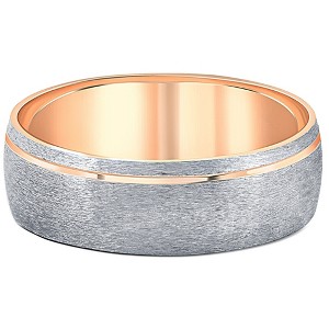 Pompeii3 14k Rose & Black Gold 7MM Flat Comfort Fit Mens Brushed Wedding Band - 1 of 4