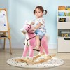 Qaba Rocking Horse with Sound, Ride on Horse with Saddle, Toddler Rocker, Gift for 3-8 Year Old, Pink - 3 of 4