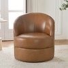 KINWELL 29"W Top-Grain Genuine Leather Upholstery Swivel Barrel Chair - 4 of 4