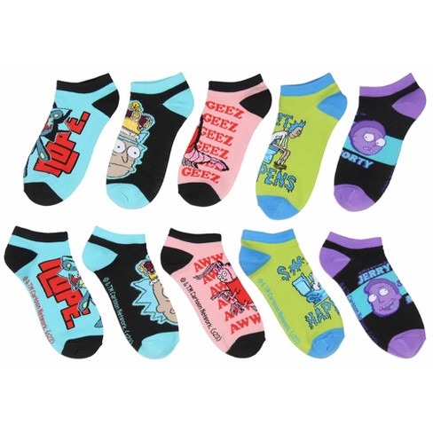 Rick And Morty Men's Mix And Match Ankle No-show Socks 5 Pair Pack ...