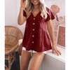 Imily Bela Womens Short Sleeve V Neck Button Down Babydoll Peplum Top Loose Casual Ruffle Hem - 2 of 3