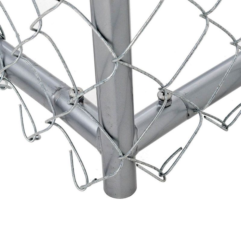 Lucky Dog 10 by 6 Foot Large Outdoor Galvanized Steel Chain Link Dog Kennel with Latching Door, 1.5 Inch Raised Legs, and WeatherGuard Roof Cover, 3 of 7