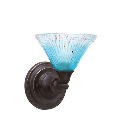 Toltec Lighting Any 1 - Light Sconce in  Dark Granite with 7" Teal Crystal Shade