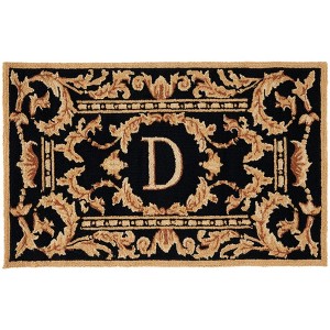 Monogram MON219 Hand Hooked Outdoor Door Mat - Black - 2'6"x4' - Safavieh - 1 of 2