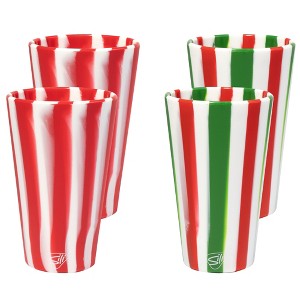 Silipint: Silicone 16oz Pint Glasses: 4 Pack (2) Peppermint & (2) Poinsettia - 1 of 4