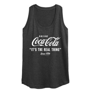 Women's Coca-Cola It's The Real Thing Graphic Racerback Tank - Heather Charcoal - Small - 1 of 4