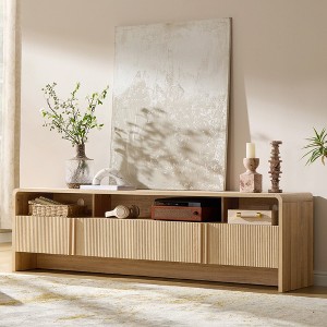 AMERLIFE 70" Modern TV Stand with Fluted Design & Storage Cabinets, for TVs up to 80", Wood Entertainment Center Media Console for Living Room - 1 of 4