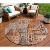 Orange Copper And Salmon Village Houses Washable Indoor Outdoor Area Rug - 2 of 4
