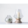 Storied Home 16" x 13" Glass Hurricane Candle Holder with Mango Wood Base Natural/Clear - Pillar Candle Compatibility, Tabletop Display - 3 of 4
