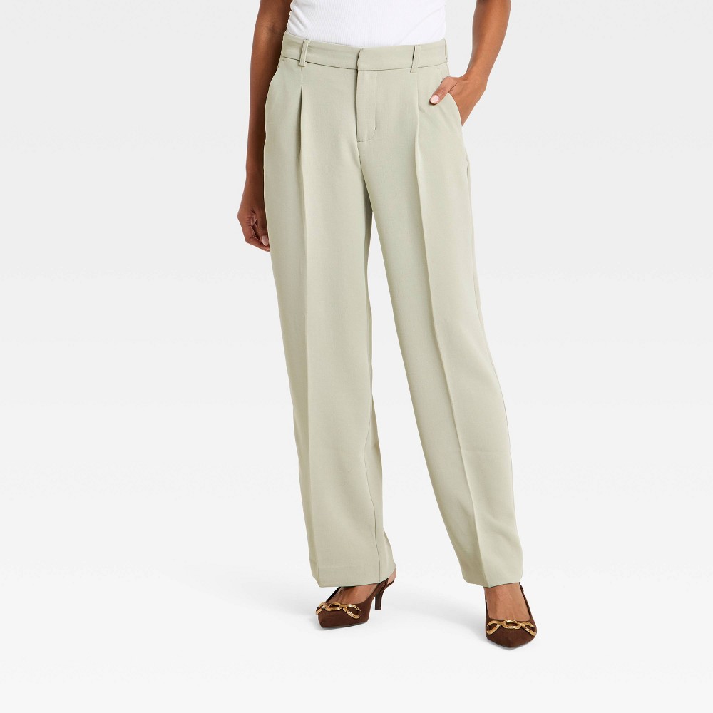 Women's Signature Crepe Essential Trouser - A New Day™ Light Green 6 Long