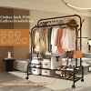 Heavy-Duty Rolling Metal Garment Rack with Dual Bars - Portable Clothes Hanger w/Shelves - Hooks, Multi-Functional Wardrobe Organizer - 4 of 4