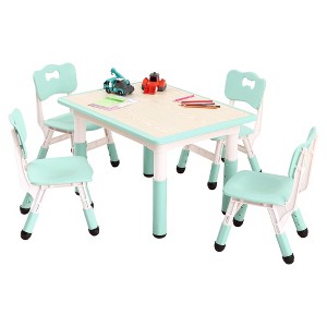Toddler Table and Chair Set, Height Adjustable Kids Table and Chair Set of 4, Toddler Table for Reading, Drawing, Eating, for Ages Over 3 - 1 of 4