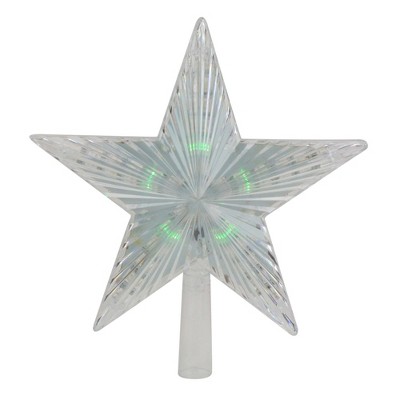 Northlight 9" Pre-Lit Clear Crystal Star Christmas Tree Topper - Multicolor LED Lights