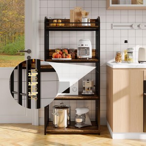 4-Tier Industrial Bakers Rack - Built-in Microwave Stand & Coffee Bar, Free Standing Storage Shelf for Kitchen, Living Room & Garage - 1 of 4
