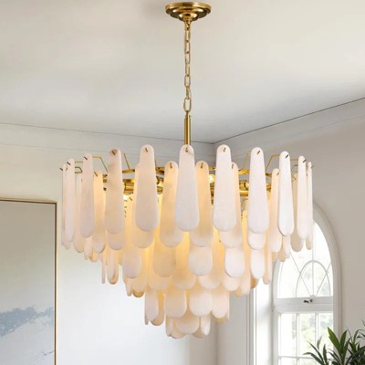 31.5" 6-Tiers Luxury Round Alabaster Chandeliers