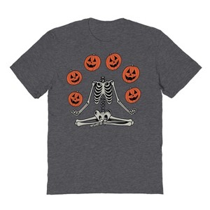 Rerun Island Men Yoga Skeleton Pumpkins Short Sleeve Graphic Cotton T-Shirt - 1 of 4