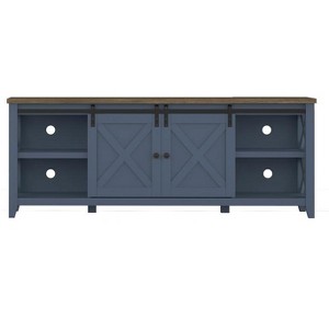 Farmhouse 2-Barn Door TV Stand for TVs up to 65", Entertainment Center TV Console Blue - 1 of 4