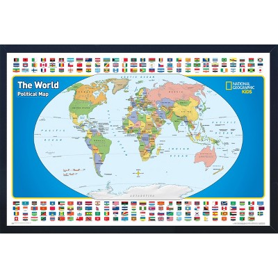 National Geographic Educational Art - World Map with Flags