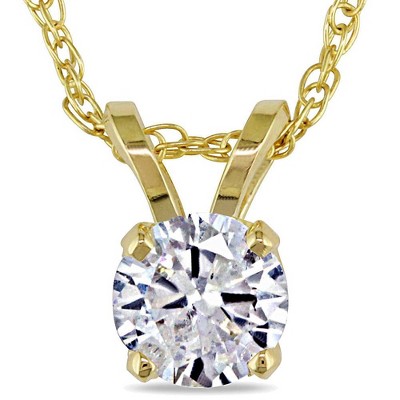 Pompeii3 1/2ct Solitaire Round Diamond Pendant Necklace 14K Yellow Gold (I2-I3)