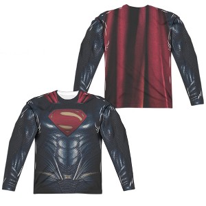 Men's Justice League Movie Superman Uniform (Front Back Print) Long Sleeve Costume T-Shirt - 1 of 4
