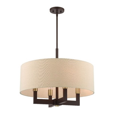 Bronze and Antique Brass 4-Light Drum Chandelier