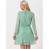 INSPIRE CHIC Women's Choker V Neck Vintage Flared Gilding Metallic Shiny Star A-Line Dress - 4 of 4