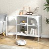 31.50"Metal Sideboard Cabinet,Accent Storage Cabinet with 2 Glass doors,Modern Coffee Bar Cabinet, Black - 2 of 4