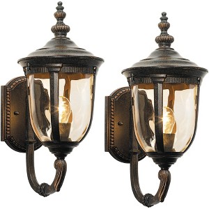 John Timberland Bellagio Rustic Vintage Outdoor Wall Light Fixtures Set of 2 Veranda Bronze Metal 16 1/2" Champagne Glass for Post Exterior - 1 of 4