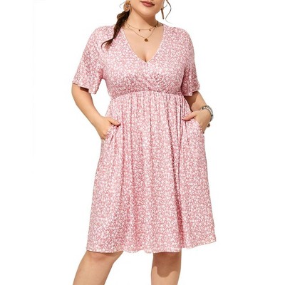 Women's  A-Line Knee Length Wrap Swing Dresses Plus Size Party Mini Dress