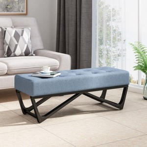 PAGED 47 Inch Ottoman Bench Modern Fabric Bench with Button Tufted Cushion and Irregular Legs for Living Room, Bedroom, Entryway - 1 of 4
