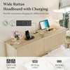 Brafabhome Rattan Tall Headboard Queen Beds with 6 Storage Drawers, Boho Platform Bed Frames with Charging Station for Bedroom, No Box Spring Needed - 3 of 4