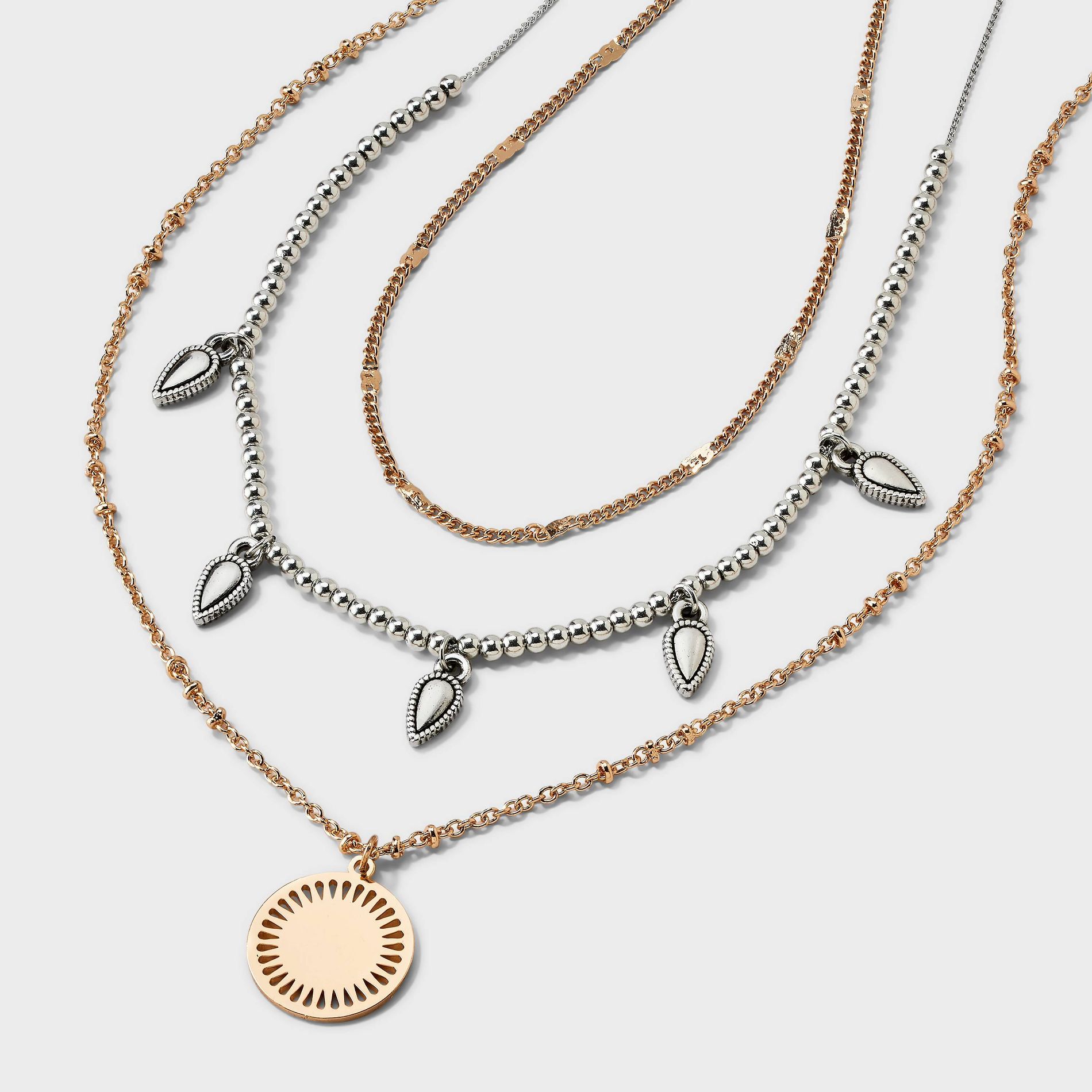 Western Mixed Charm and Beaded Layered Necklace - Universal Thread™ Gold