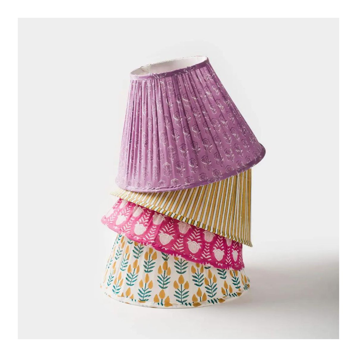 Mela Artisans Candy Stripe Pleated Cotton Lampshade - Yellow & White - thumbnail 6