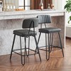 Hrinhom Industrial Bar Stools Set of 2, Counter Height Chairs with PU Leather Upholstery & Metal Frame - 2 of 4