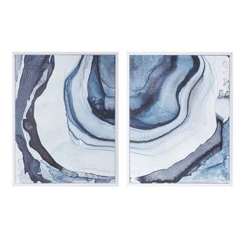(Set of 2) 23.5" x 29.5"Ethereal Printed Framed Canvas Decorative Wall Art Set Blue