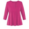 Collections Etc 3/4 Sleeve Scoop Neckline Knit Henley Top - 4 of 4