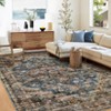 Indoor Vintage Floral Print Living Room Bedroom Area Rugs, Low Pile Non Slip Floor Carpet for Dining Room Office - 4 of 4